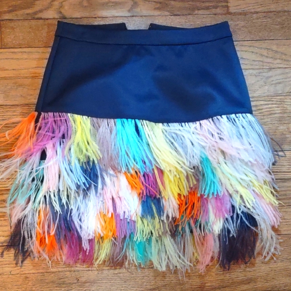 J. Crew Collection Ostrich Feather Embellished Mini Skirt EUC Worn Once
